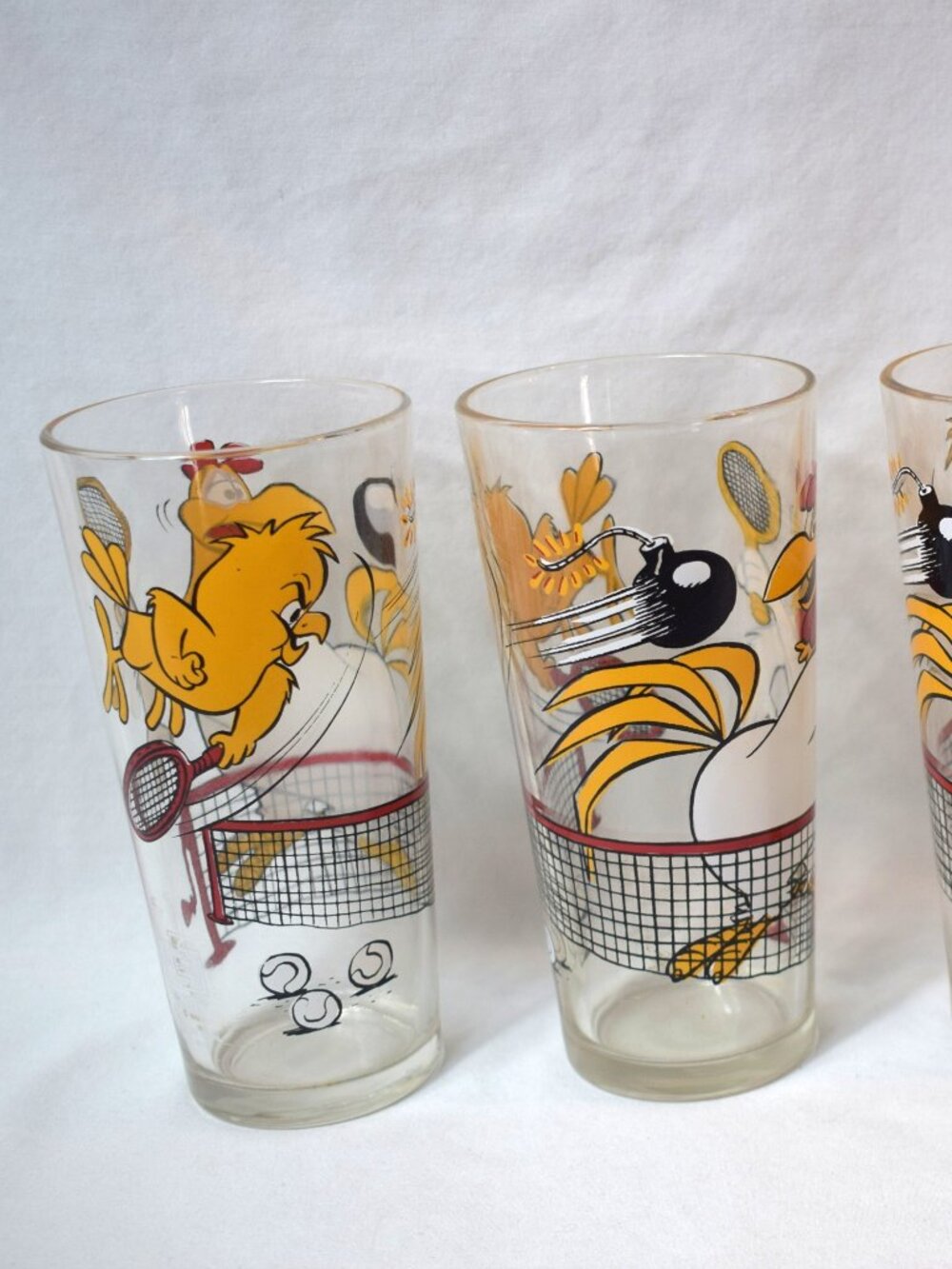 Vintage Set Of 4 1976 Pepsi Collector Foghorn Leghorn 6 in Looney Tunes Glasses